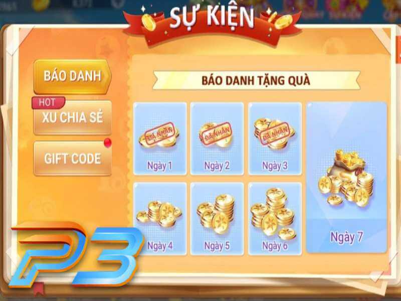 Ưu Đãi Khi Tham Gia Sự Kiện Điểm Danh Mỗi Ngày Cùng P3 Club 