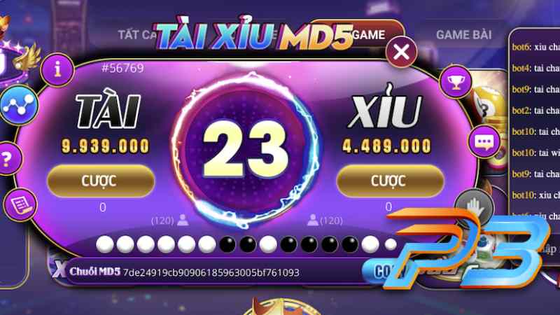 Tìm hiểu game Tài xỉu MD5 tại cổng game P3